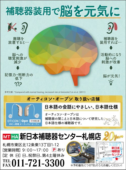 補聴器装用で脳を元気に ～ふりっぱー11月号掲載！～