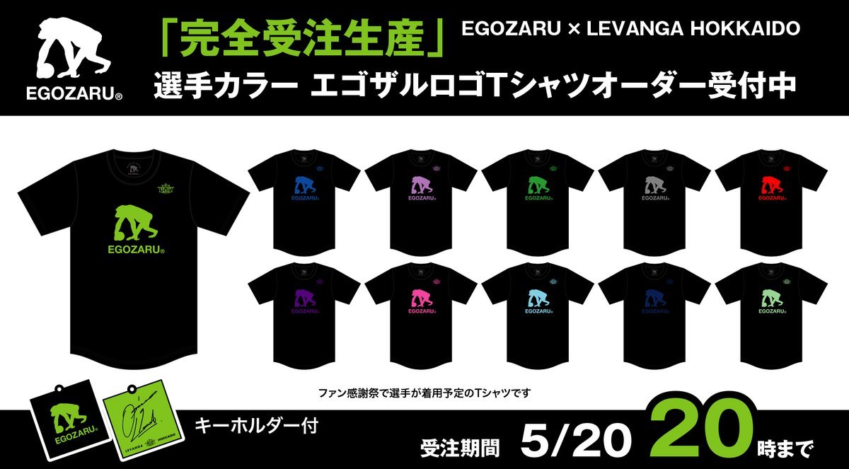 📢選手カラー別！エゴザルロゴTシャツ オーダー受付開始のお知らせ #レバンガ北海道 チームウェアサプライヤーのEGOZARU 様のロゴを.... [レバンガ北海道【Twitter】]