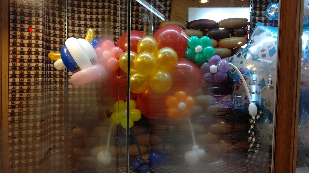 ガラスがしばれてて(凍りついてて)上手く撮れないよ😆体がお花のウシさんです。バルーンおやじさんのファンサイトのやつを作ろうと思... [おもちゃの平野【Twitter】]