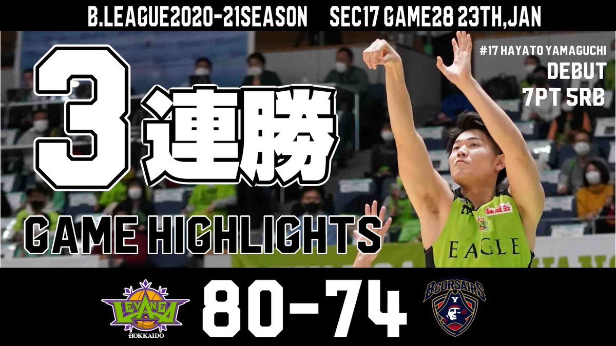 🎥ハイライト映像🎥2021年連勝を飾りいい状態で迎えた横浜戦は、試合途中で#31ウィリアムズを負傷で欠くものの、#5葛原や#8多嶋のビッ... [レバンガ北海道【Twitter】]