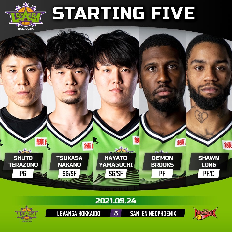 【Today's Starting5】『B.LEAGUE 2021-22 SEASON プレシーズンゲーム』2021.9.24.FRI#レバ... [レバンガ北海道【Twitter】]