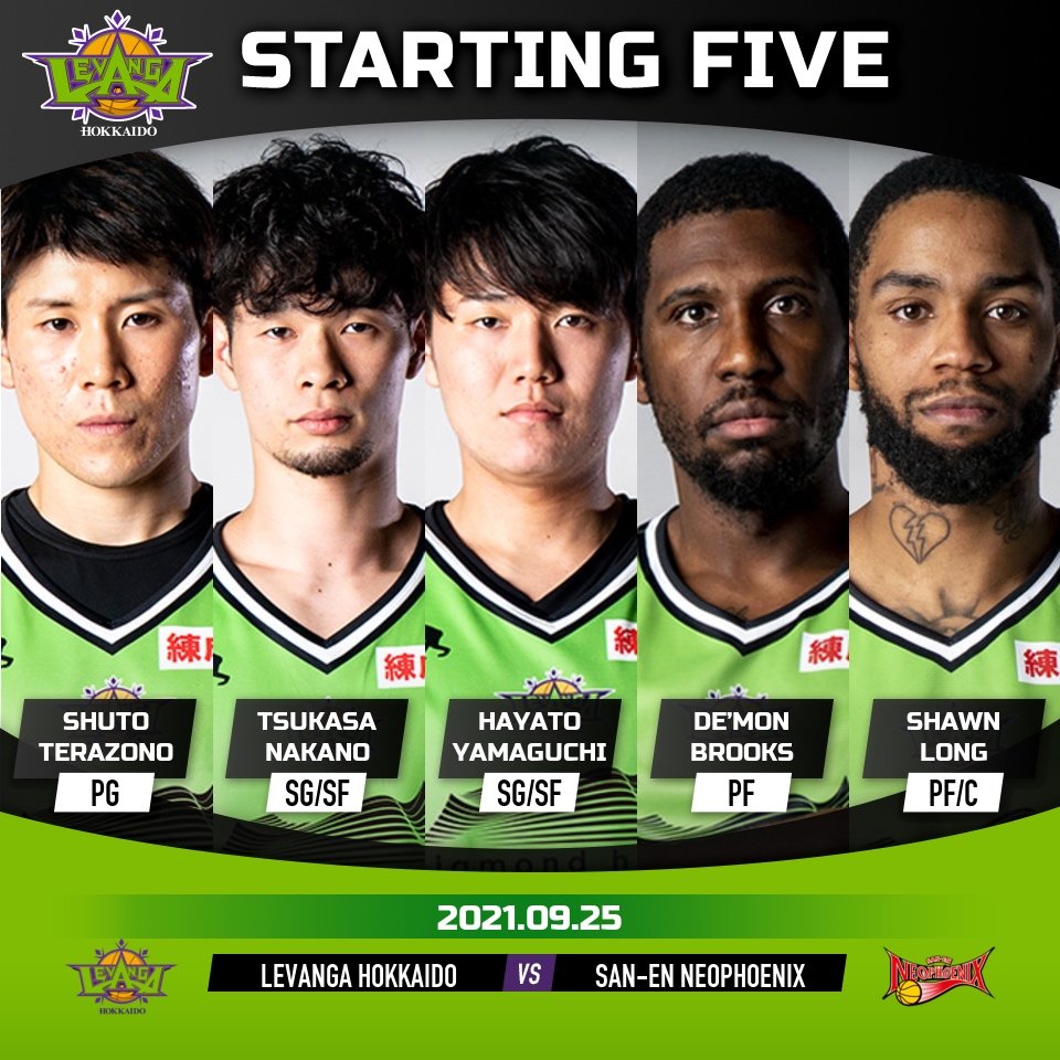 【Today's Starting5】『B.LEAGUE 2021-22 SEASON プレシーズンゲーム』2021.9.25.SAT#レバ... [レバンガ北海道【Twitter】]