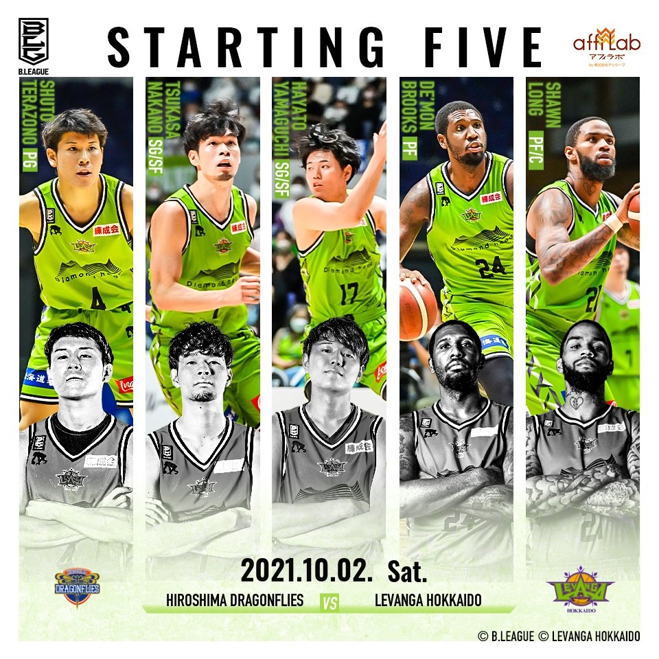 【Today's Starting5】『B.LEAGUE 2021-22 SEASON  開幕節』2021.10.02.Sat.広島ドラゴン... [レバンガ北海道【Twitter】]