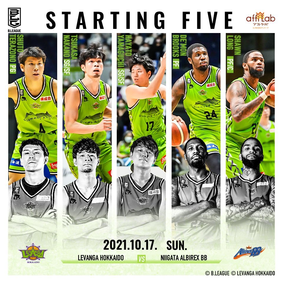 【Today's Starting5】『B.LEAGUE 2021-22 SEASON ホーム開幕節』2021.10.17.SUN.#レバン... [レバンガ北海道【Twitter】]