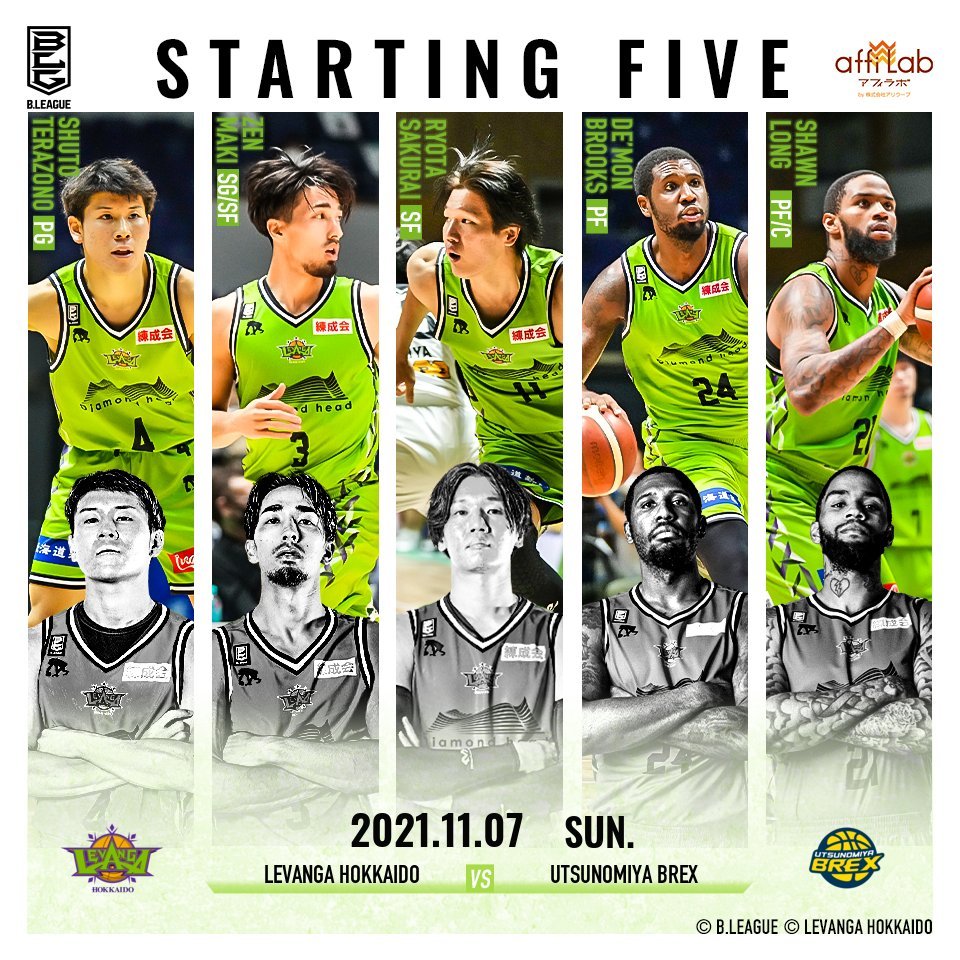 【Today's Starting5】B.LEAGUE 2021-22 SEASON 第6節2021.11.07. SUN.vs 宇都宮ブレ... [レバンガ北海道【Twitter】]