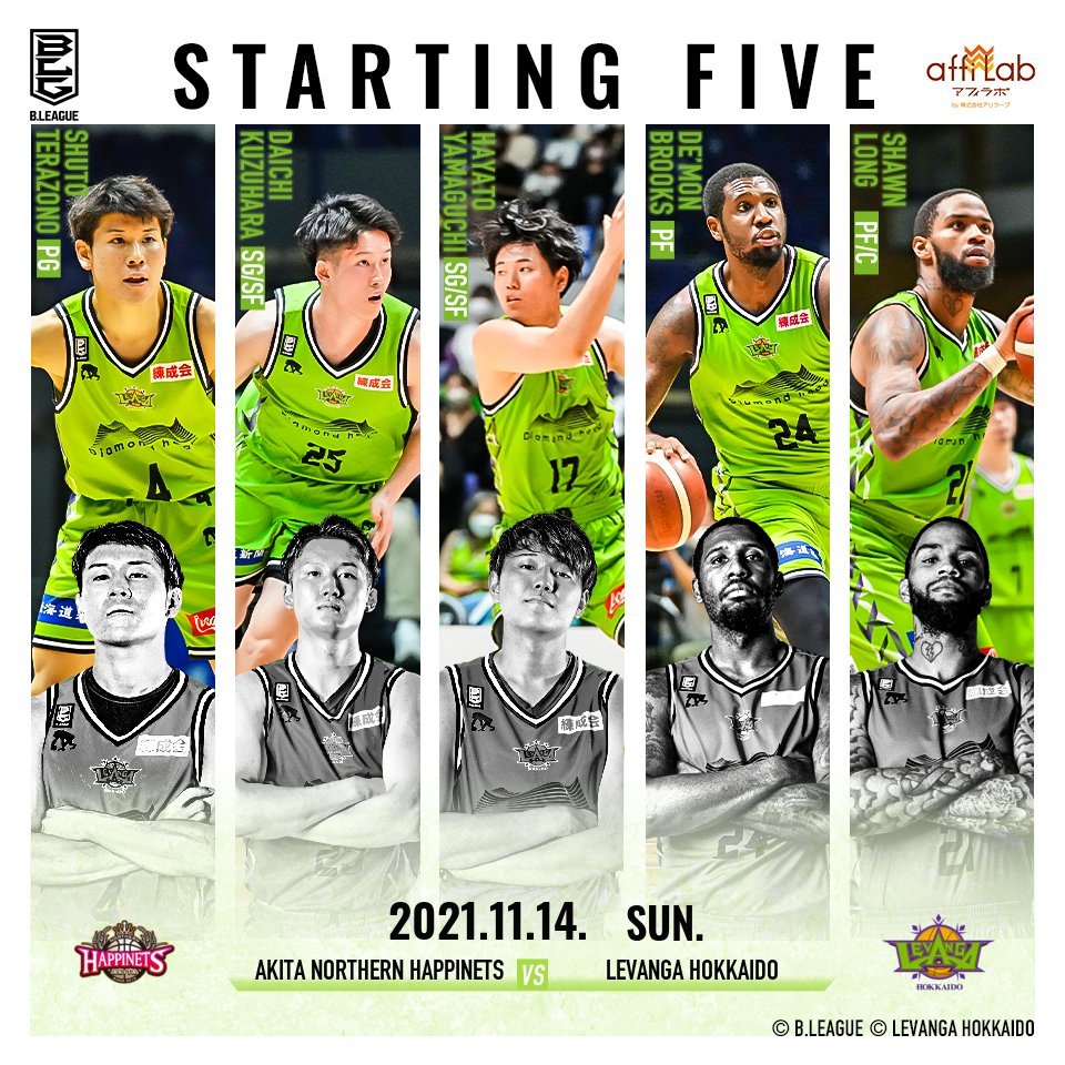 【Today's Starting5】B.LEAGUE 2021-22 SEASON 第8節2021.11.14.SUN.vs秋田ノーザンハ... [レバンガ北海道【Twitter】]