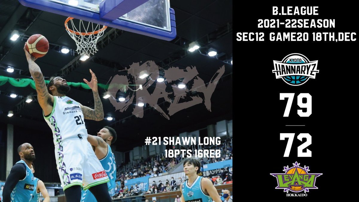 🎬GAME HIGHLIGHTS🎥B.LEAGUE 2021-22 SEASON2021.12.18.SATvs京都ハンナリーズ本日10... [レバンガ北海道【Twitter】]