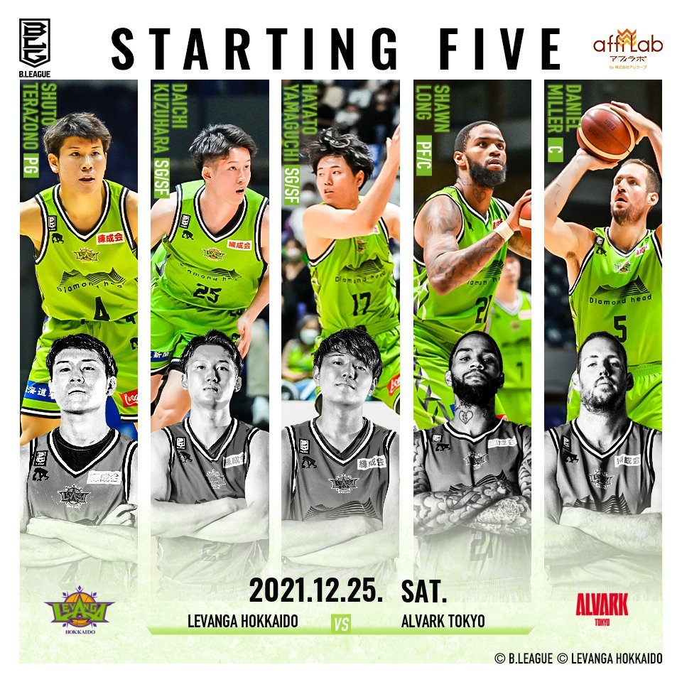 【Today's Starting5】B.LEAGUE 2021-22 SEASON 第13節2021.12.25. SAT.vsアルバルク... [レバンガ北海道【Twitter】]