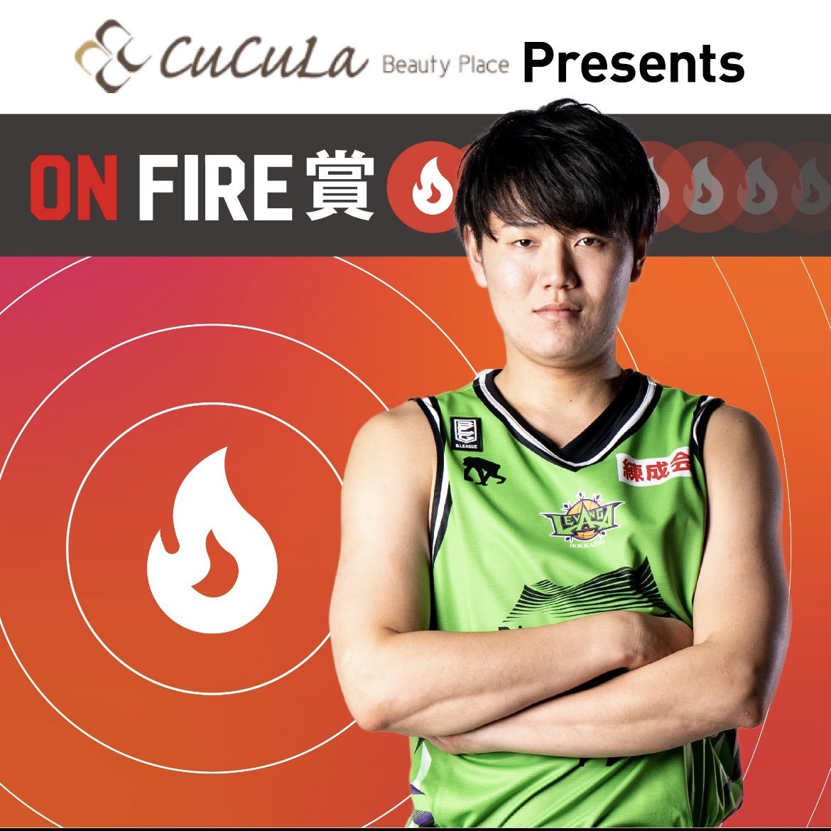 本日の「CuCuLa Beauty Place 」presents ON FIRE賞の受賞選手は…44,466🔥で #山口颯斗 選手でした... [レバンガ北海道【Twitter】]