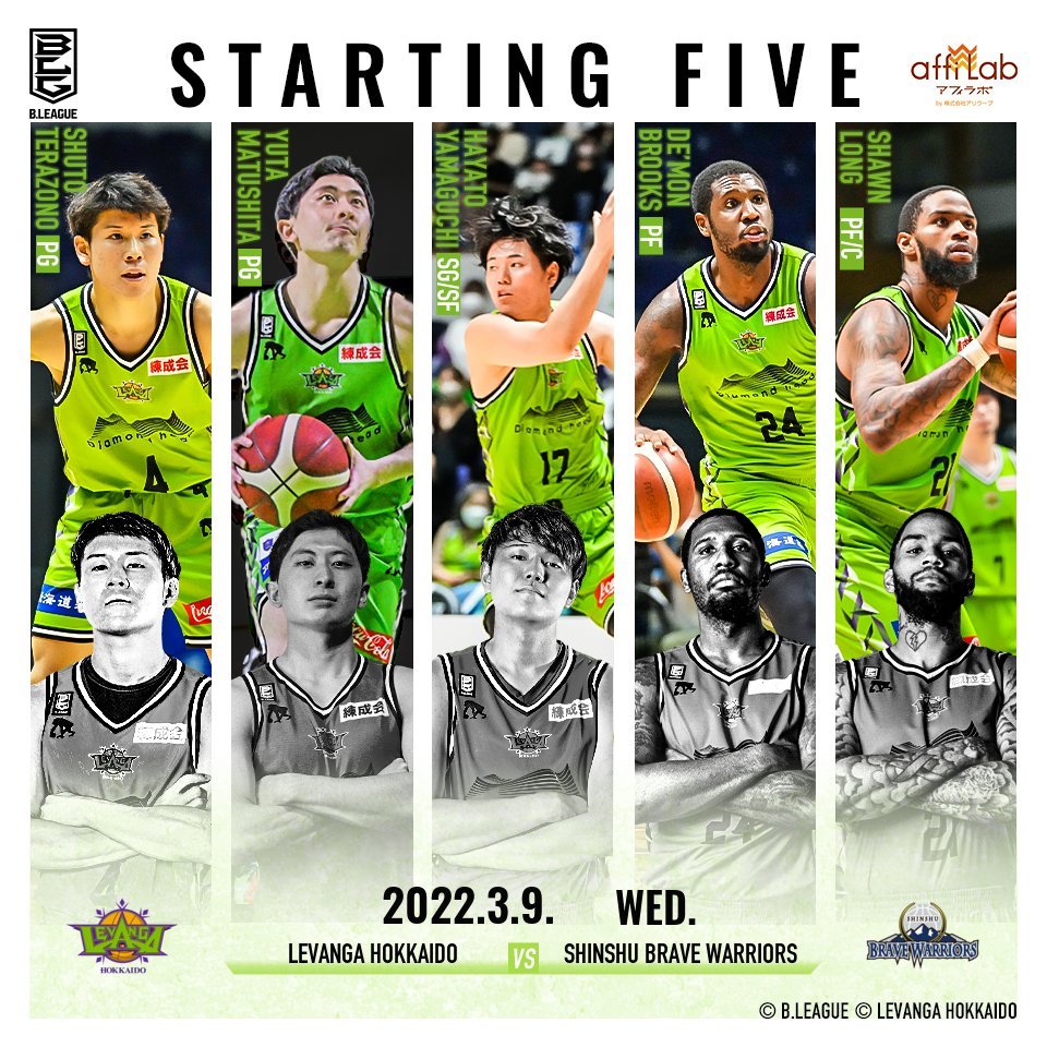 【Today's Starting5】B.LEAGUE 2021-22 SEASON 第23節2022.3.9. WED.vs信州ブレイブウ... [レバンガ北海道【Twitter】]