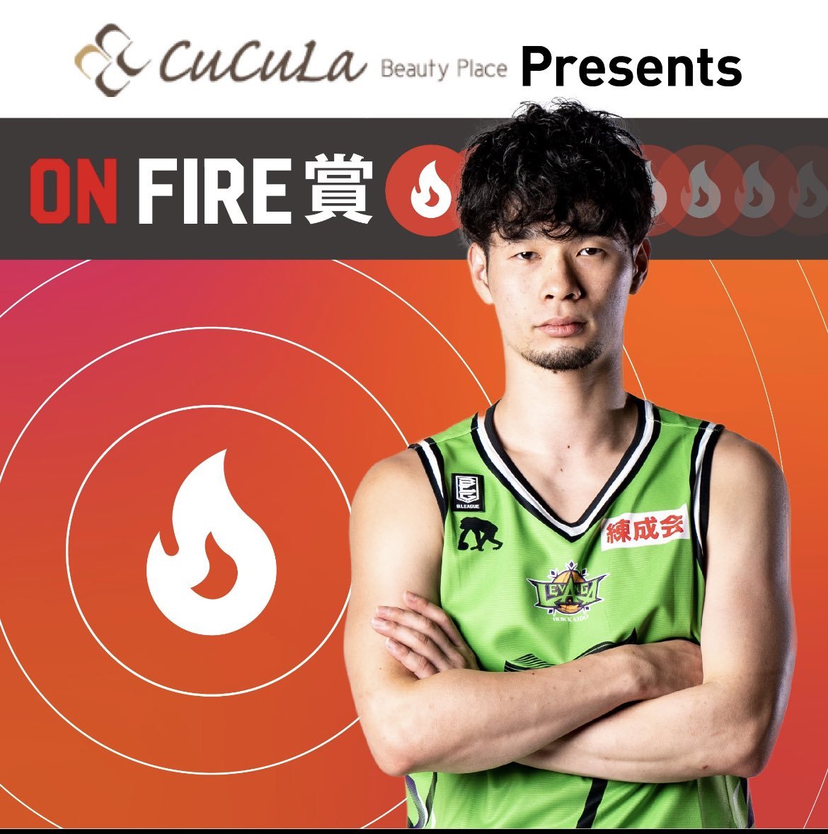 昨日の「CuCuLa Beauty Place 」presents ON FIRE賞の受賞選手は…21,025🔥で #中野司 選手でした！... [レバンガ北海道【Twitter】]