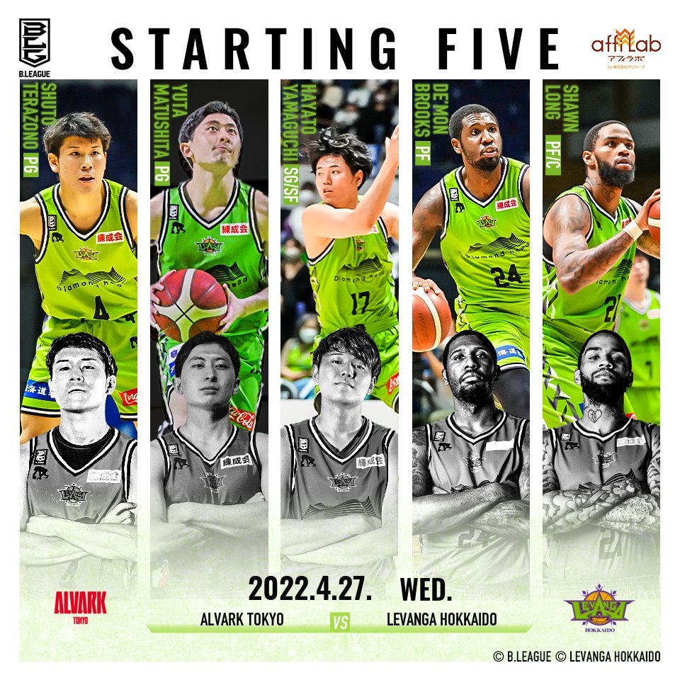【Today's Starting5】B.LEAGUE 2021-22 SEASON 第34節2022.4.27. WED.vs. アルバル... [レバンガ北海道【Twitter】]